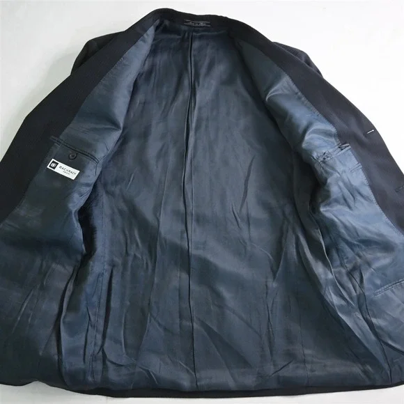 Bachrach 40R 32x32 Navy Blue Stripe Italy Made 100% Wool Mens Jacket Pants Suit‎